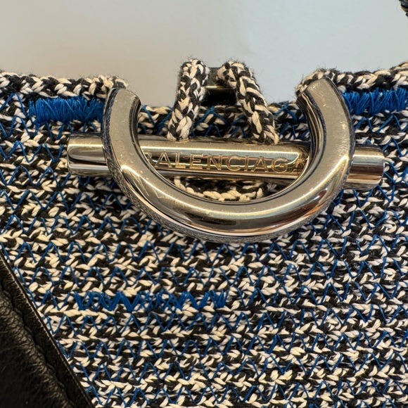 Balenciaga ZigZagger Woven Tote Handbag Black & Blue - Picture 7 of 10